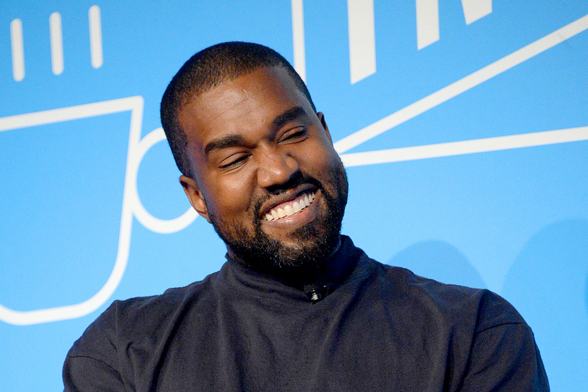 Kanye West speaks on stage at the "Kanye West and Steven Smith in Conversation with Mark Wilson"