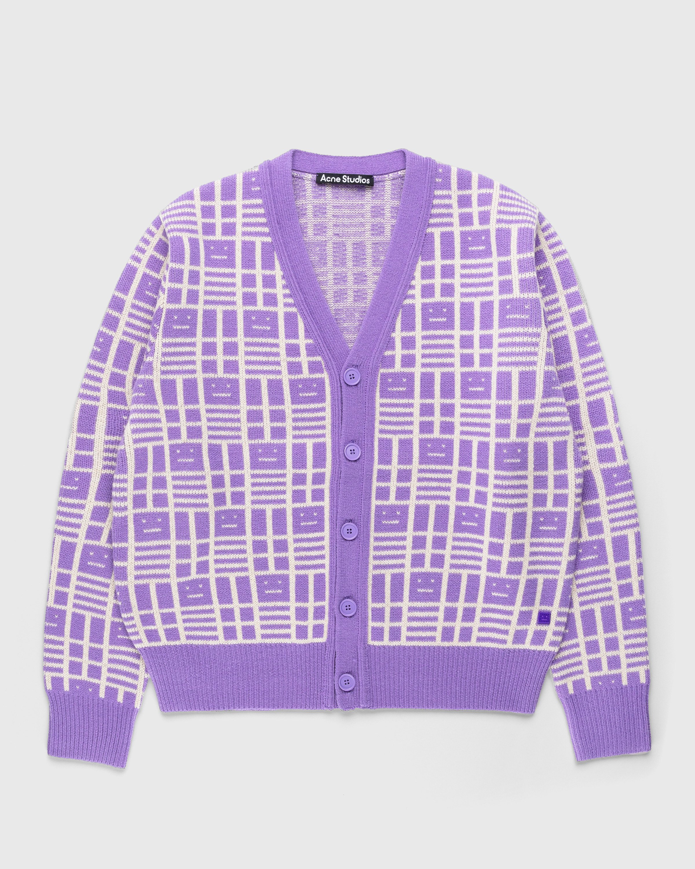 Acne Studios - Face Checkerboard Cardigan Purple - Clothing - Purple - Image 1