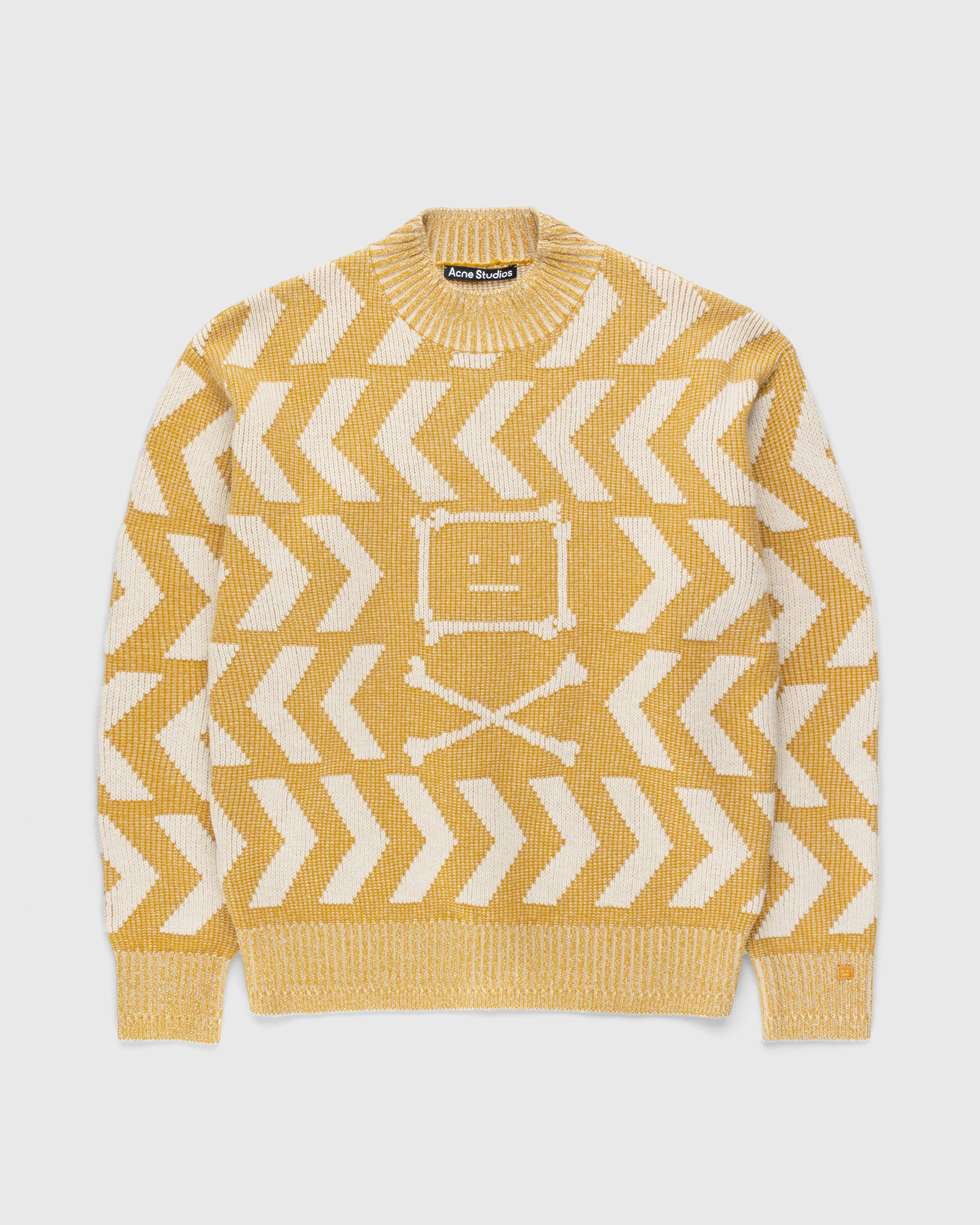 Acne Studios - Face Crossbones and Arrow Crewneck Sweater Yellow - Clothing - Yellow - Image 1