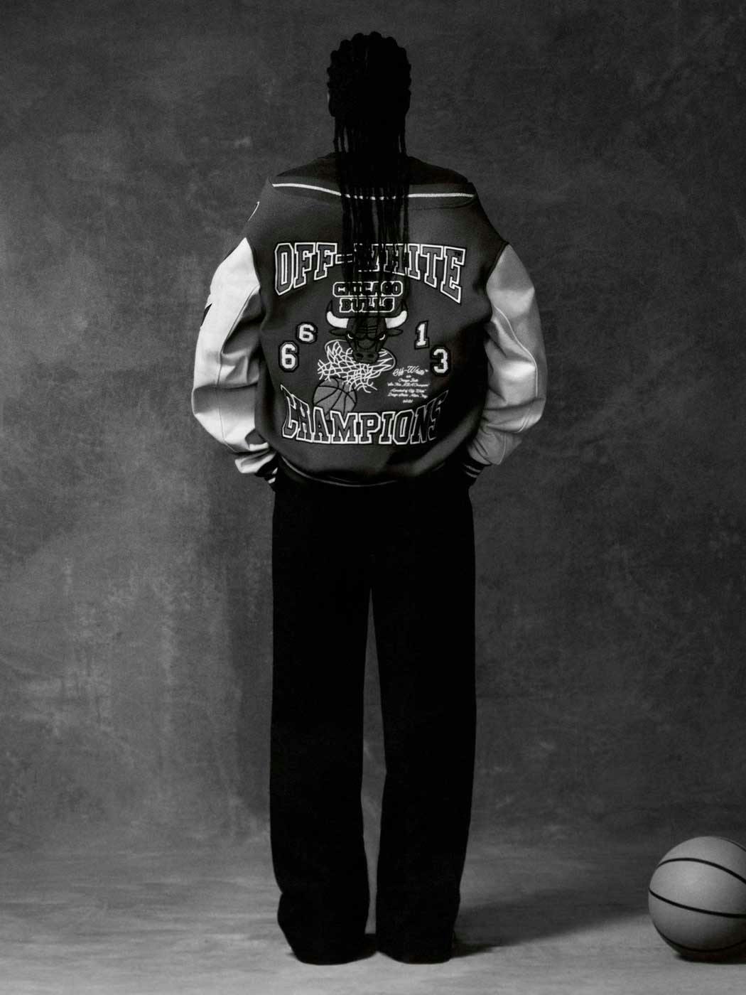 Off-White and The Chicago Bulls Varsity Jacket Featuring 2022-2023