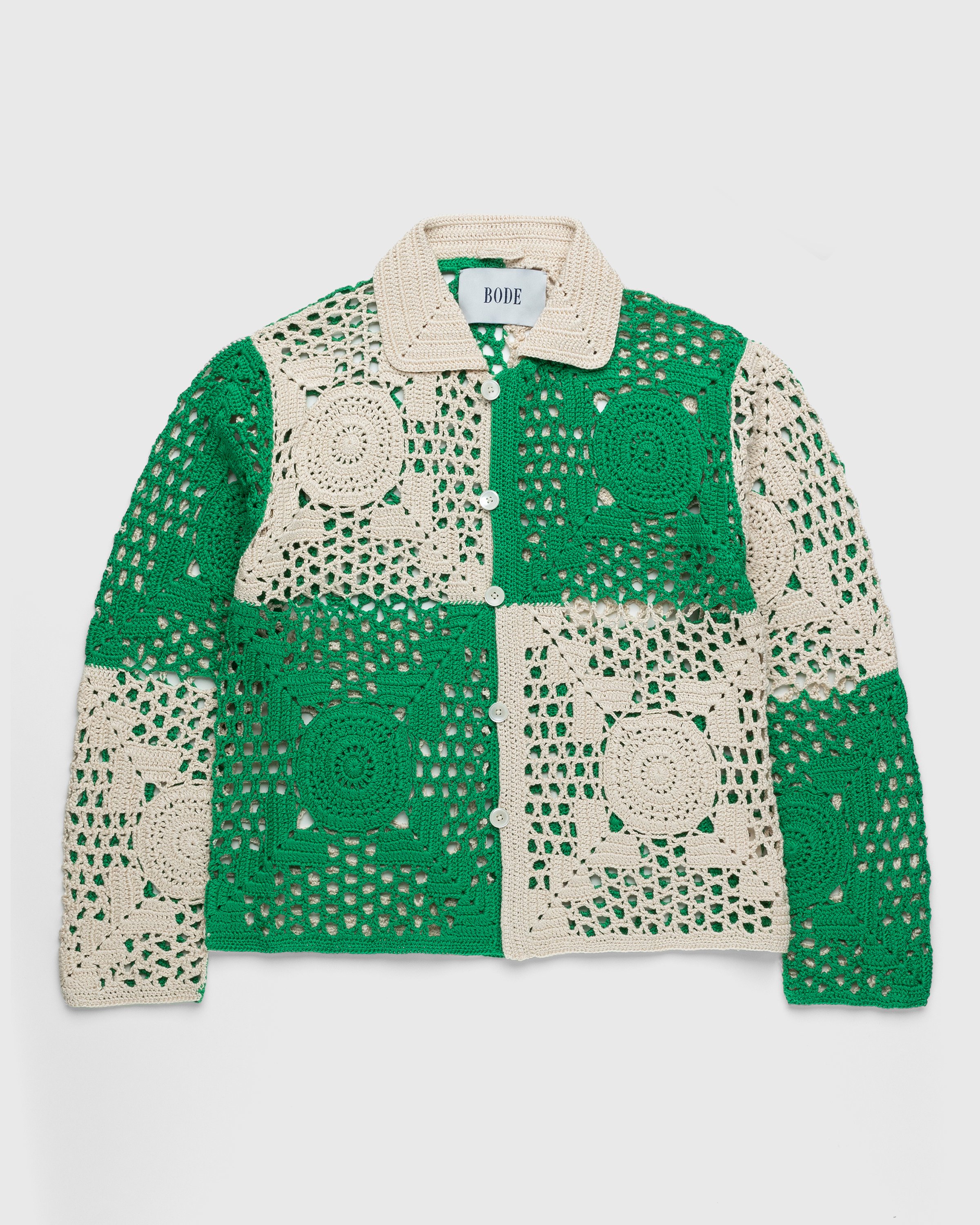 Bode - Duotone Crochet Overshirt Green - Clothing - Green - Image 1