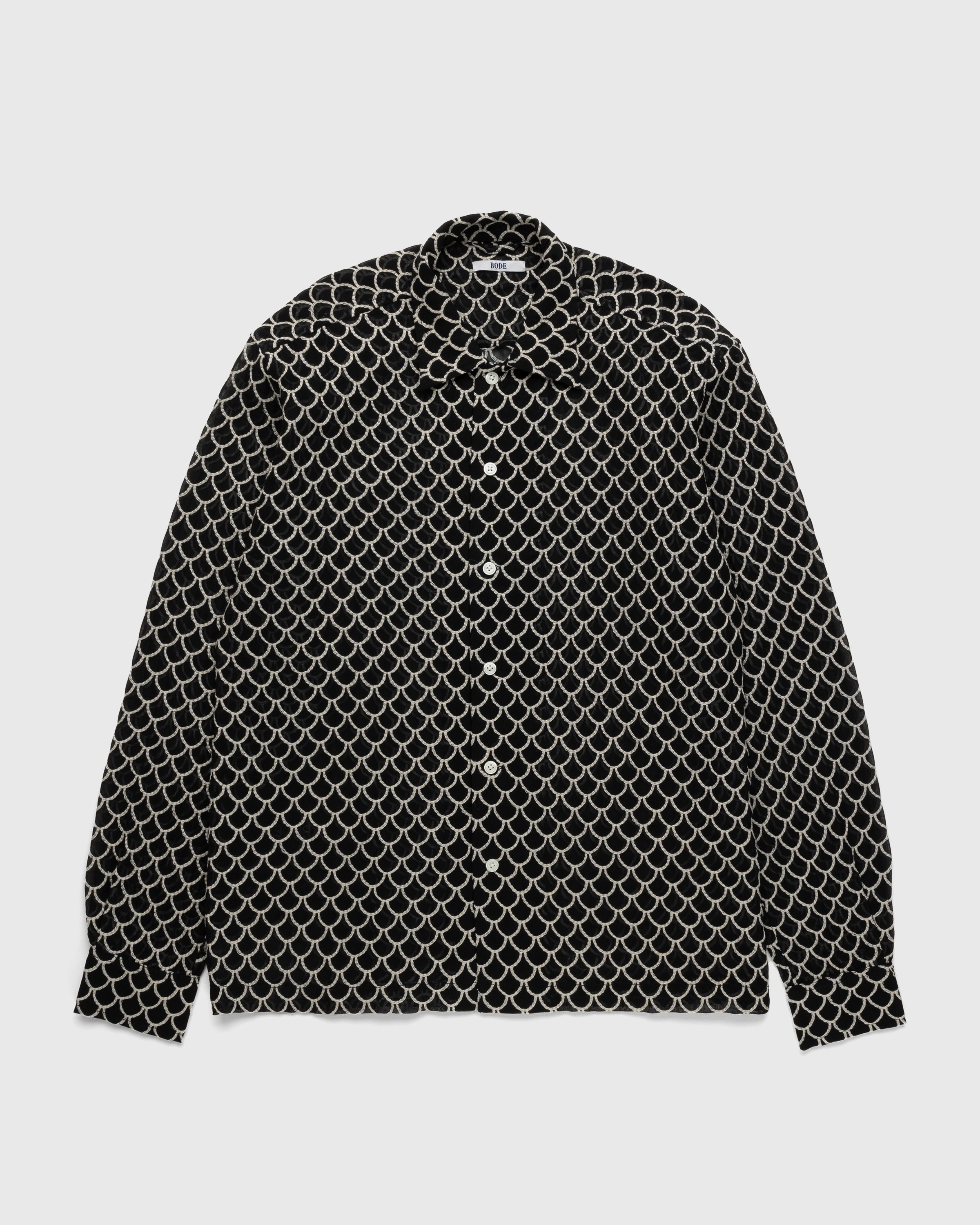 Bode - Embroidered Sheer Siren Long-Sleeve Shirt Black - Clothing - Black - Image 1