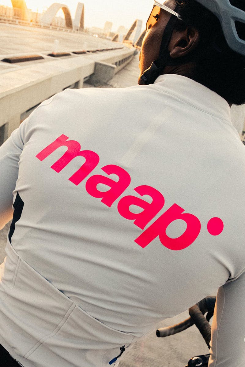 biker wearing MAAP set while cycling