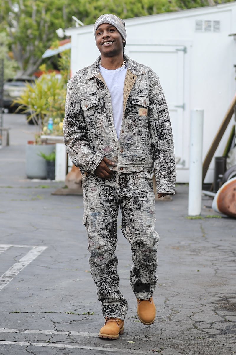 A$AP Rocky Steps Out Wearing Gucci x PROLETA RE ART