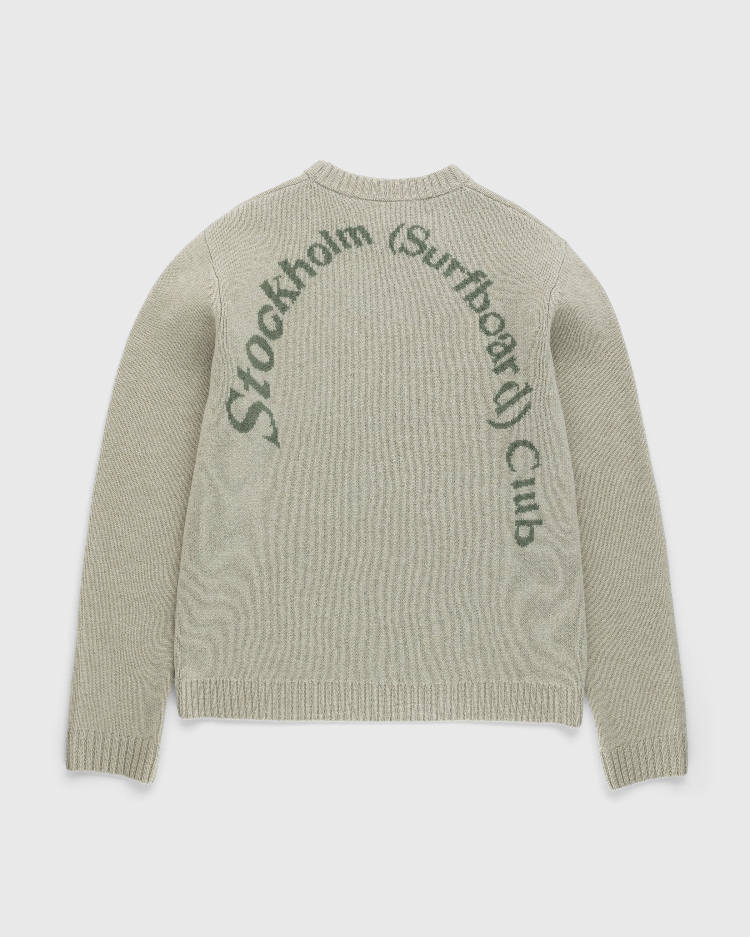 Stockholm Surfboard Club - Knit Wool Crewneck Sweater Sage - Clothing - Green - Image 1