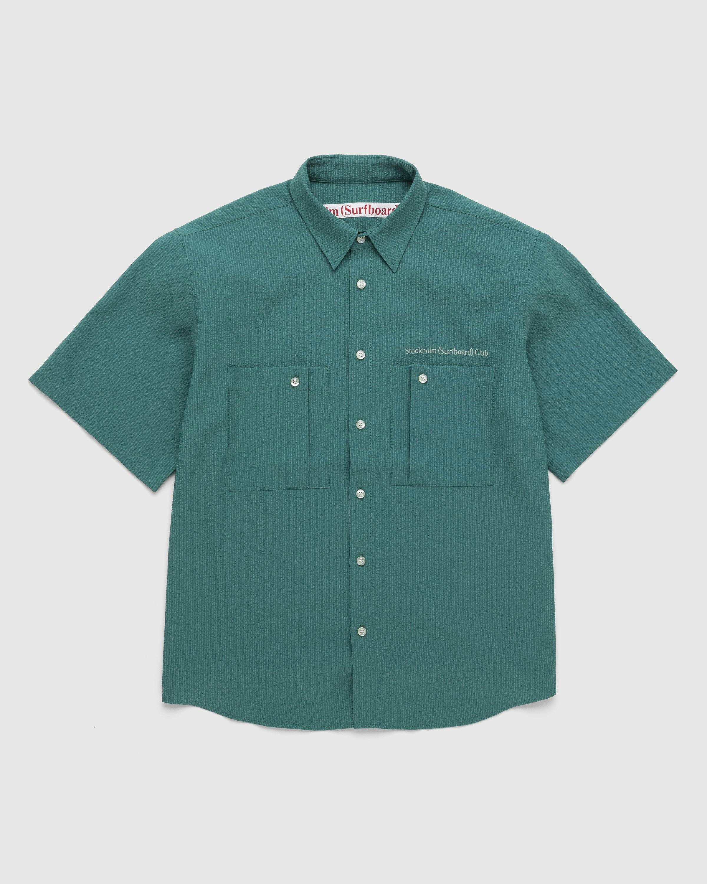 Stockholm Surfboard Club - Seersucker Button-Up Shirt Pear - Clothing - Green - Image 1