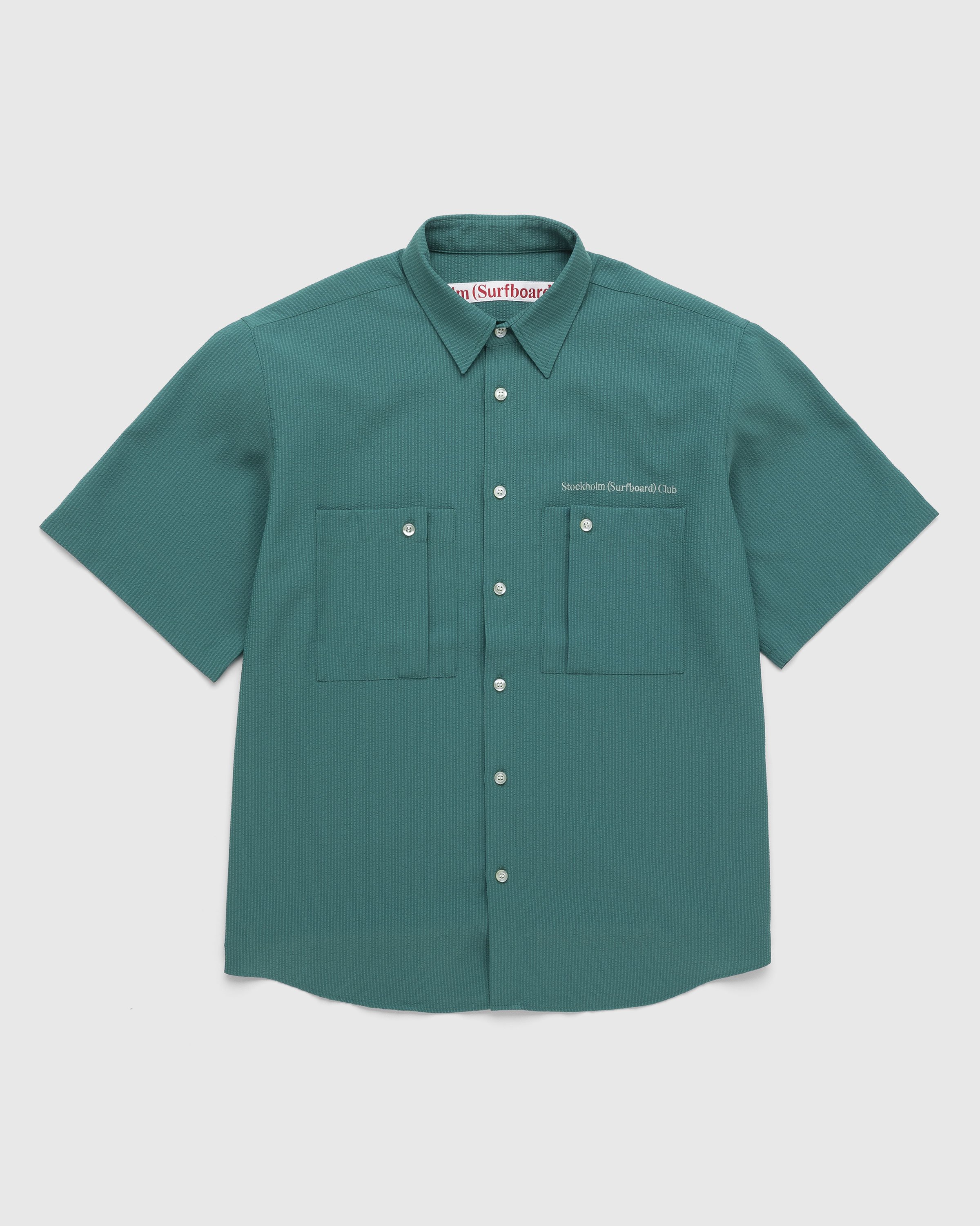 Stockholm Surfboard Club - Seersucker Button-Up Shirt Pear - Clothing - Green - Image 1