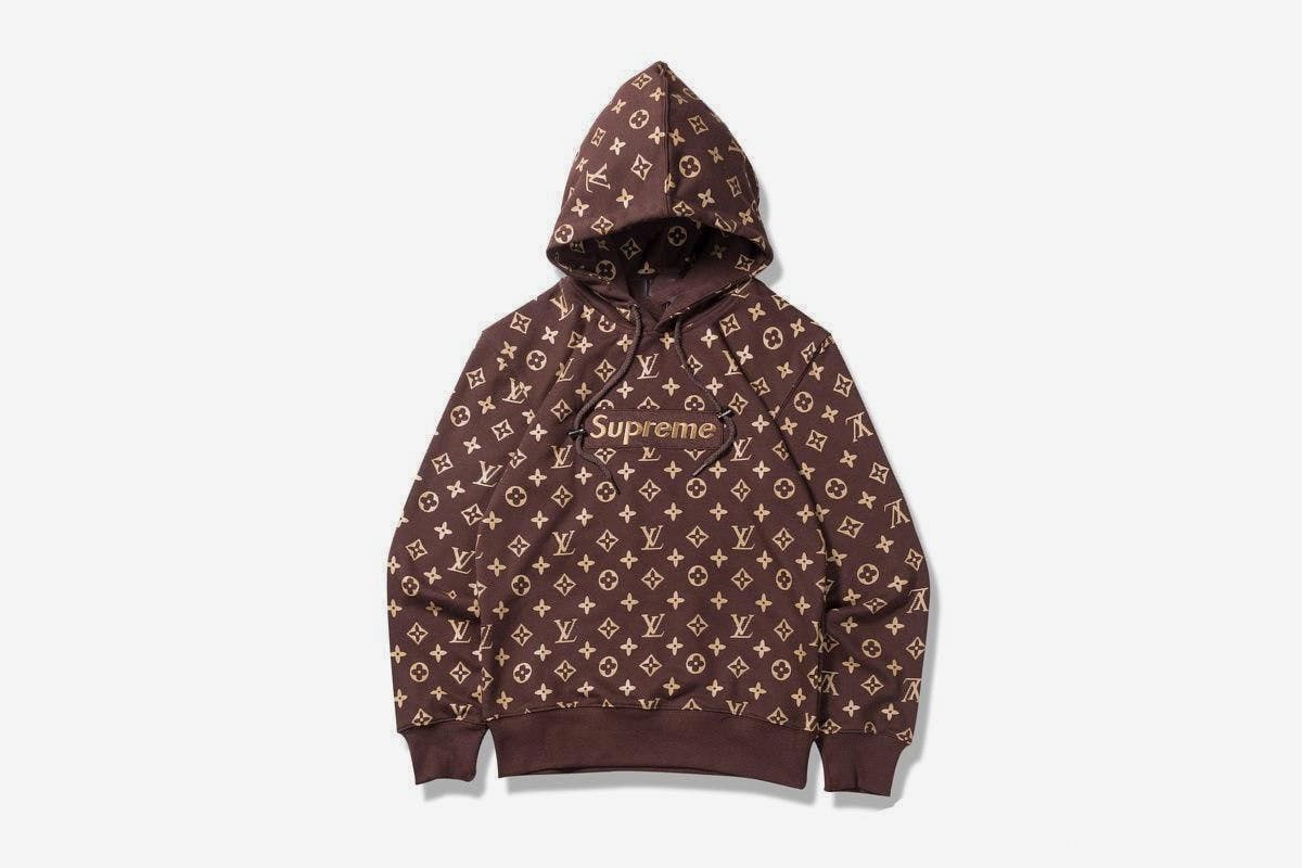 Lv X Supreme Hoodie Brown Price