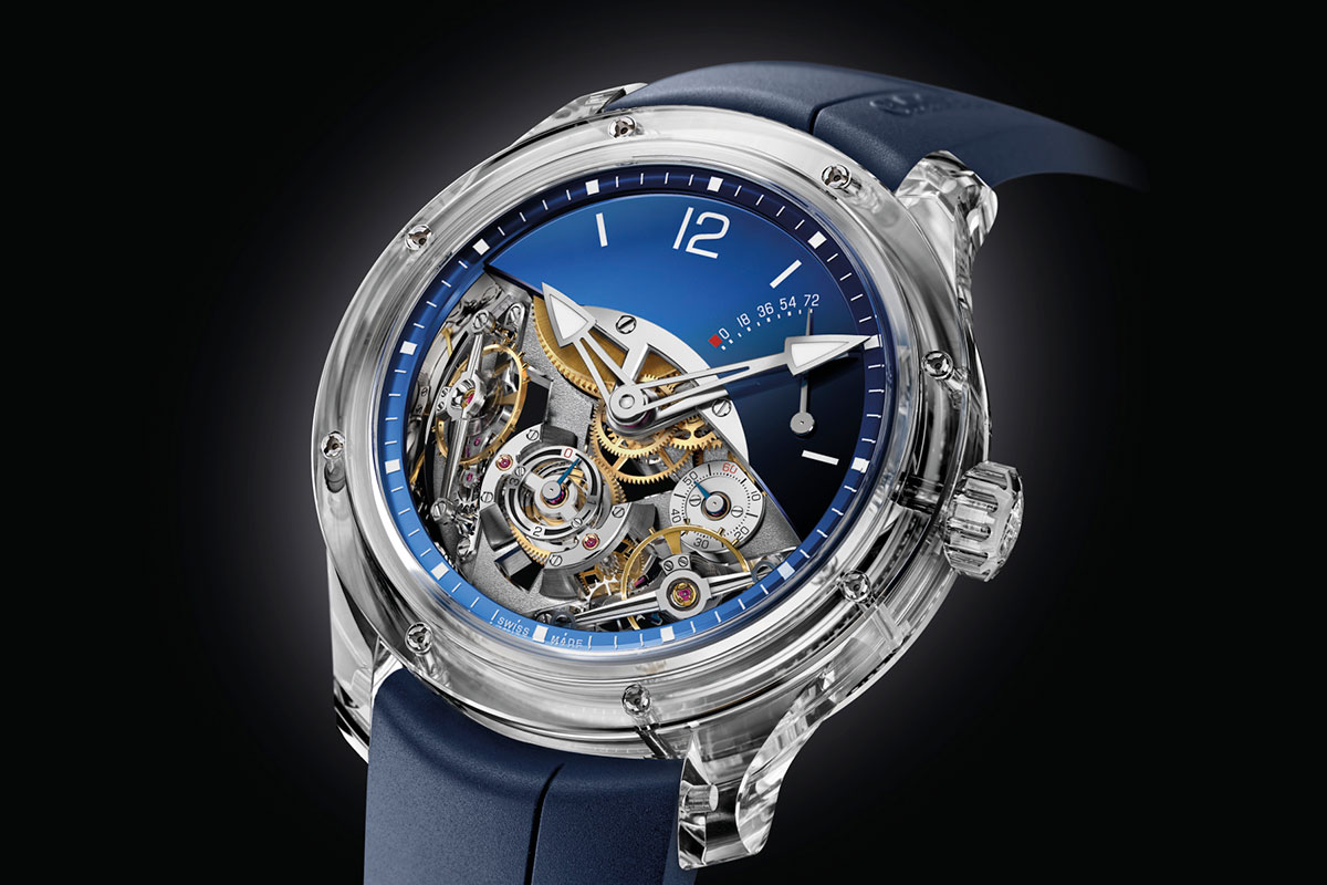 greubel forsey sapphire crystal timepiece
