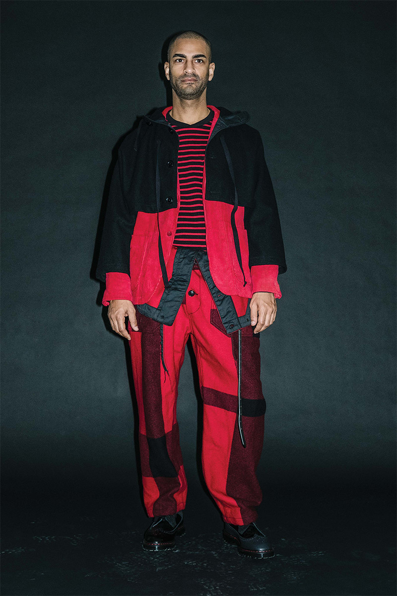 woolrich engineered garments red black collaboration