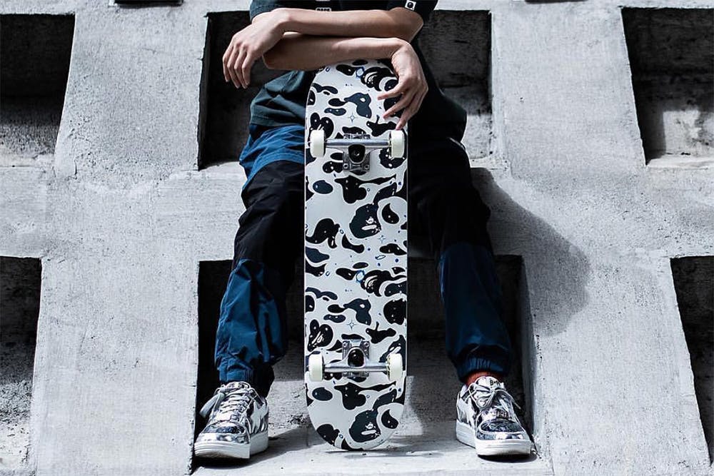 bape space camo skateboard A Bathing Ape