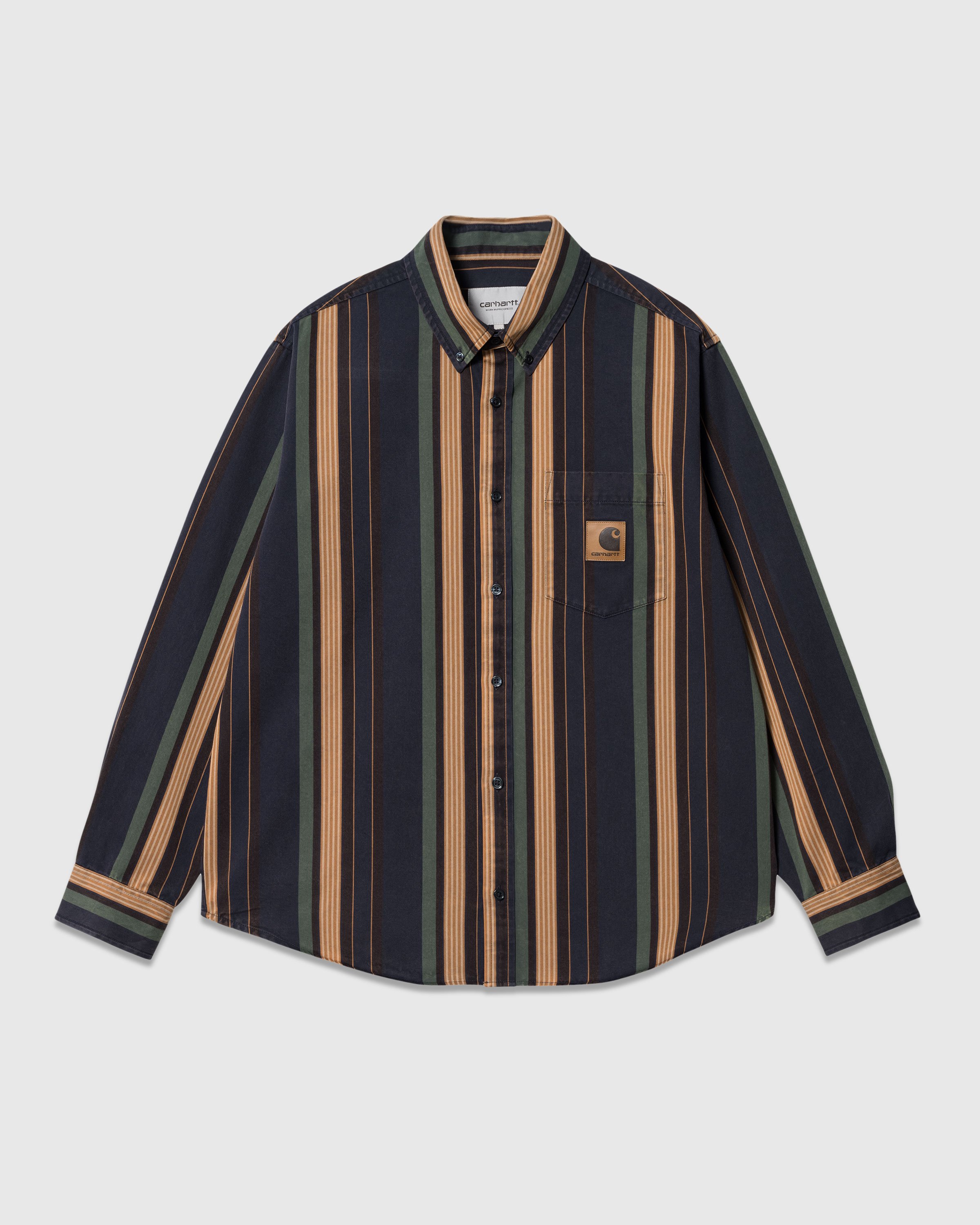 Carhartt WIP - Dorado Stripe Shirt Moon Wash Dark Navy - Clothing - Blue - Image 1