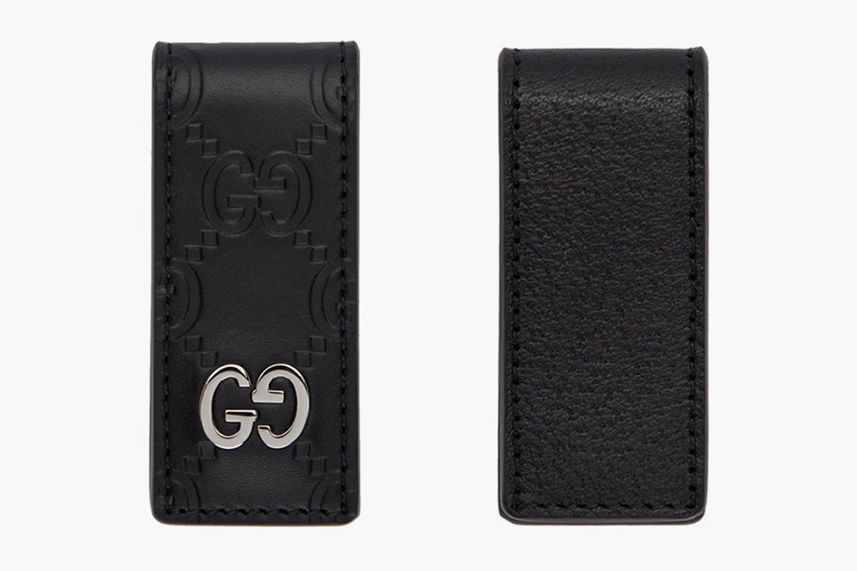 gucci black leather gg money clip ssense