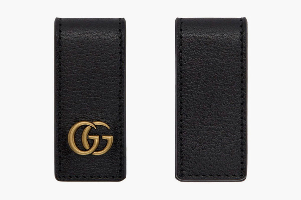 gucci black leather gg money clip ssense