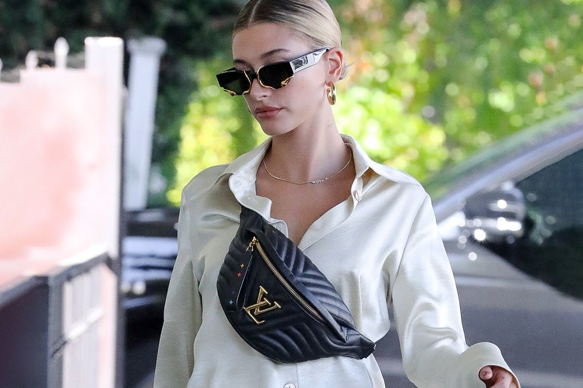 Hailey Bieber Matches $1,800 Louis Vuitton Bag With Satin Pajamas