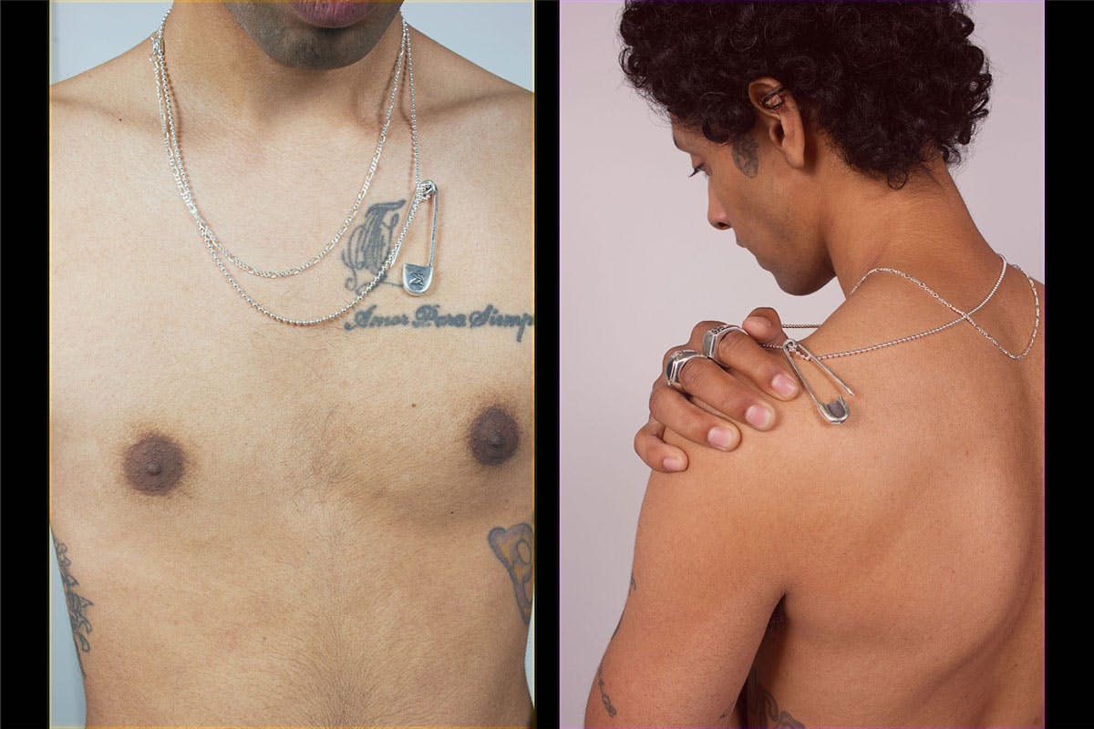 MAPLE fw19 silver jewelry on tatted model
