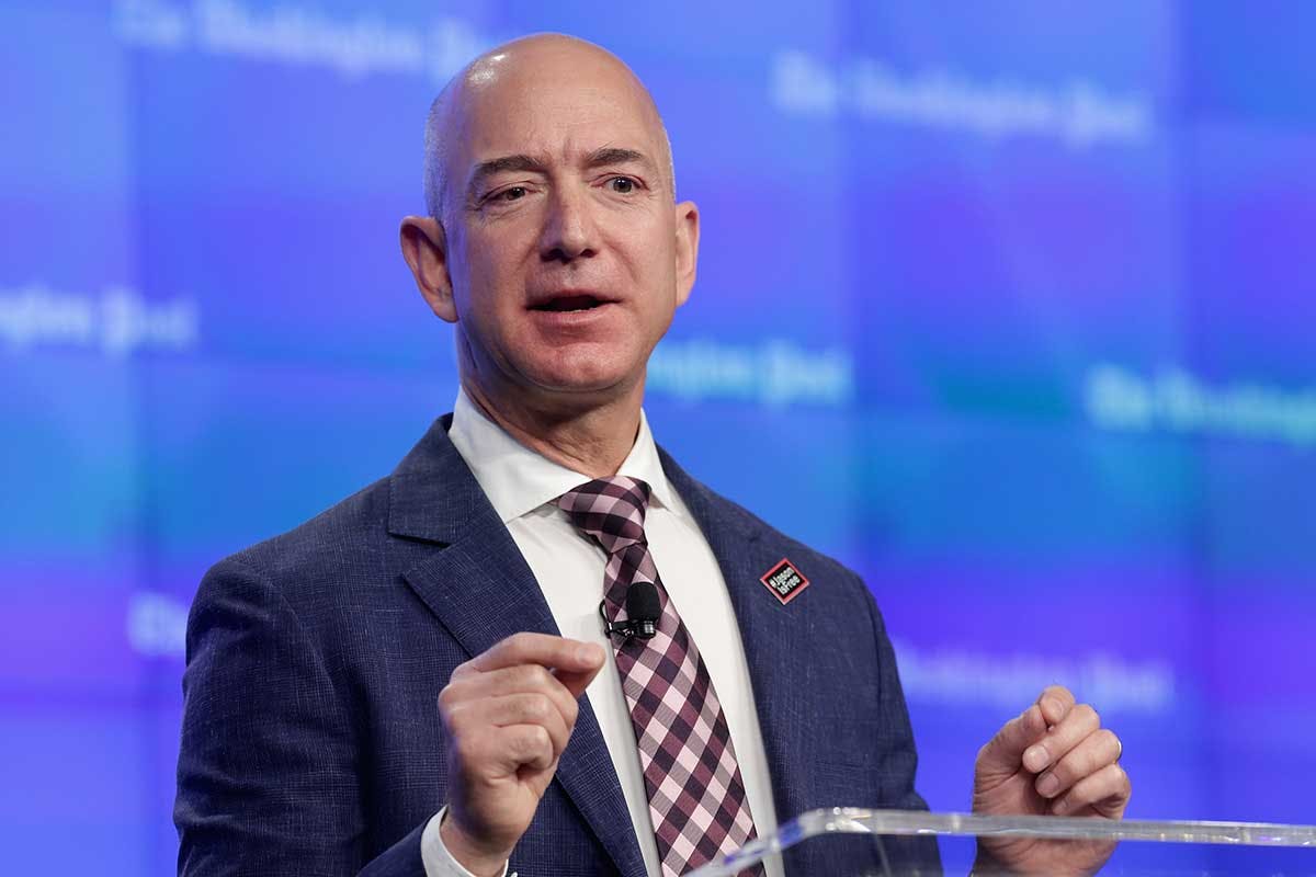 Jeff Bezos giving a speech in Washington DC