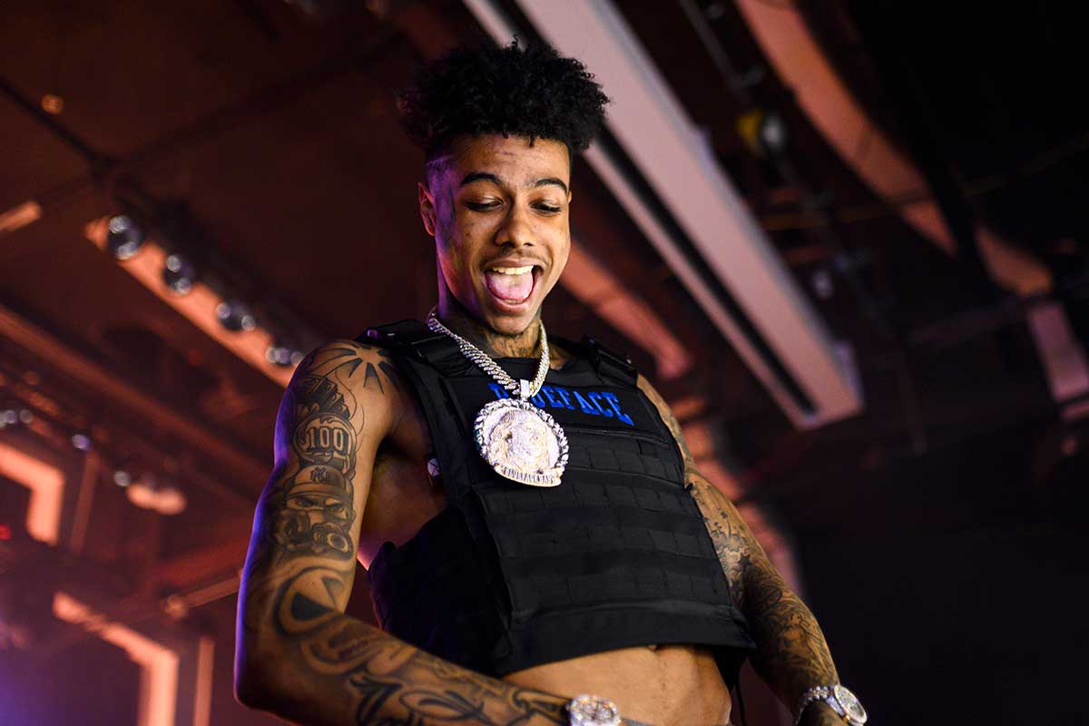 Blueface performing on stage