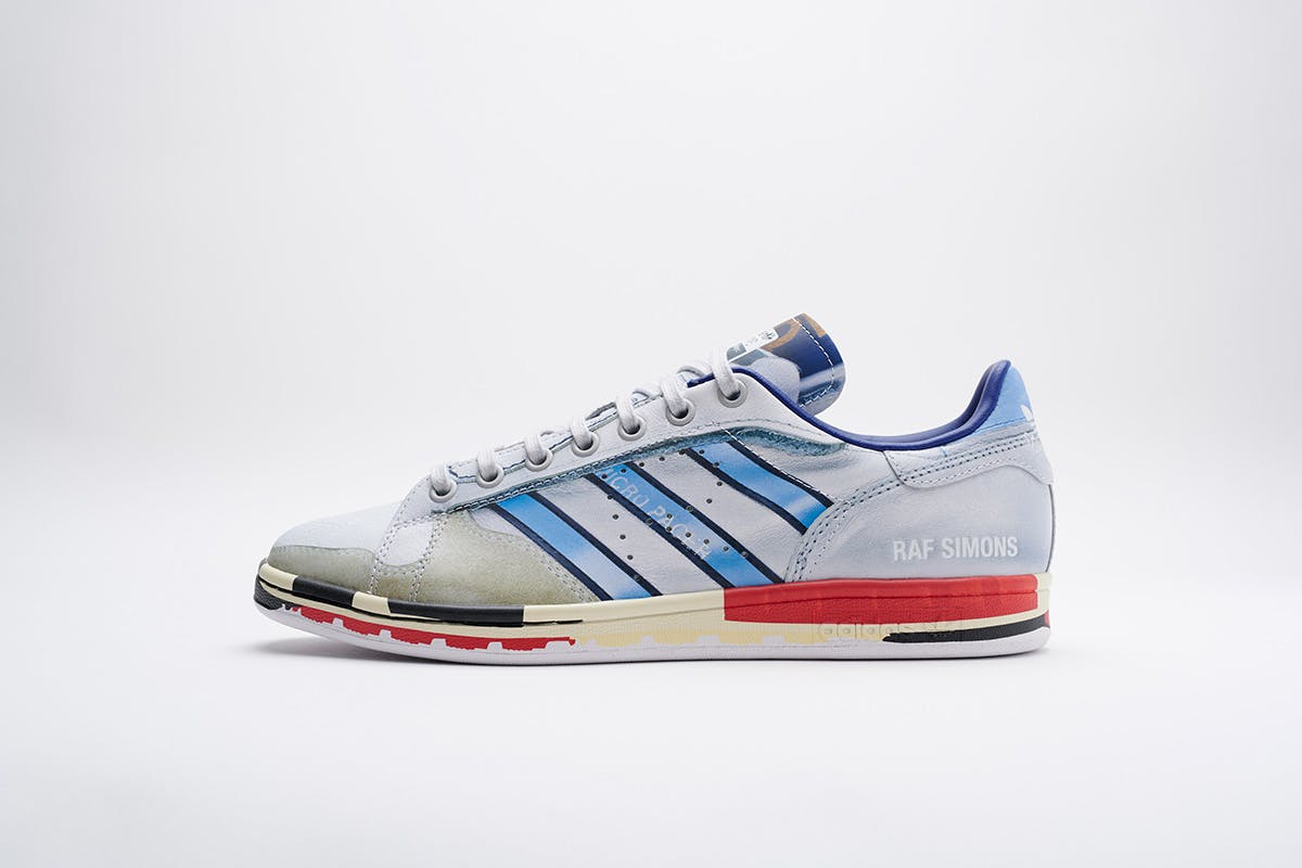 adidas gazelle silver green womens ADIDAS x RAF SIMONS Size 10.5 White Leather Velcro Closure Sneakers