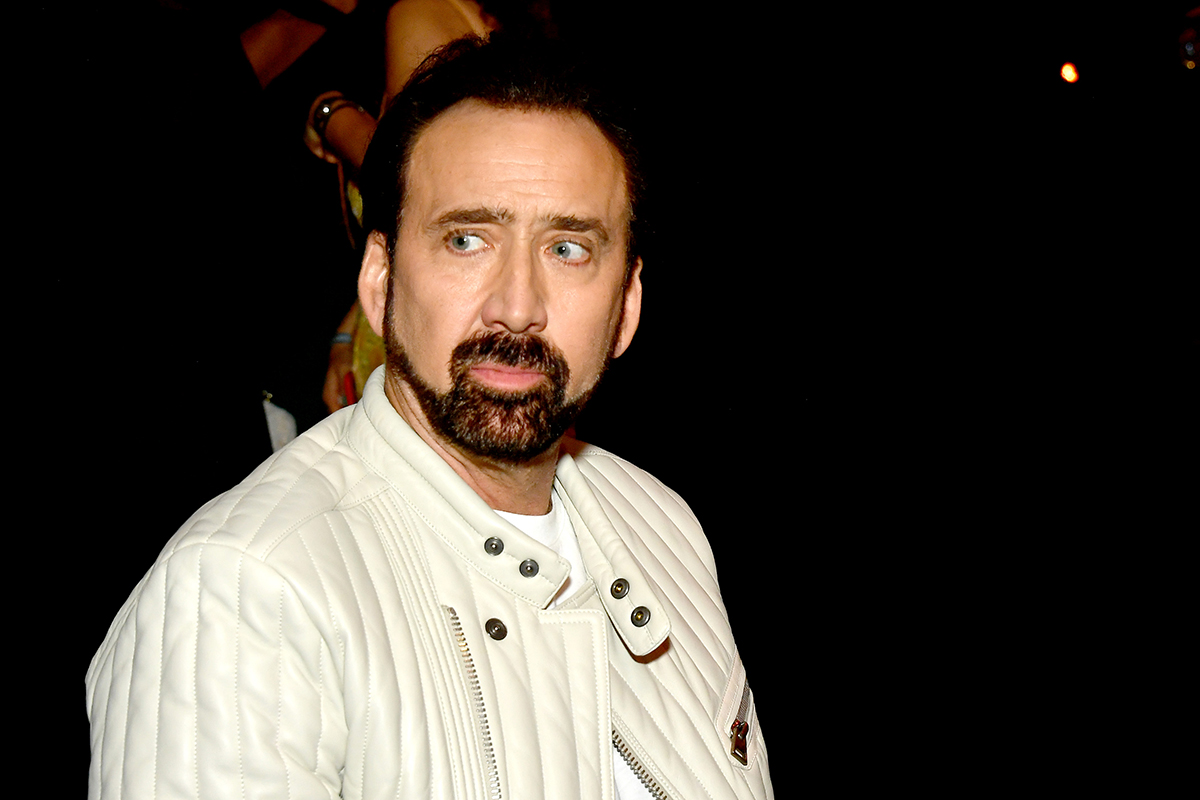 Nicolas Cage beard leather jacket