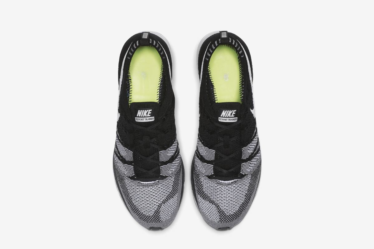 Black and white nike flyknit trainer sneaker
