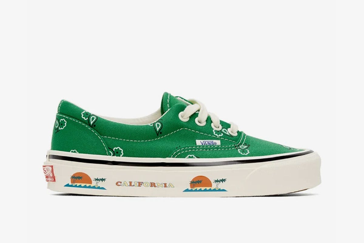 green Vans OG Era LX with bandana paisley print on the upper