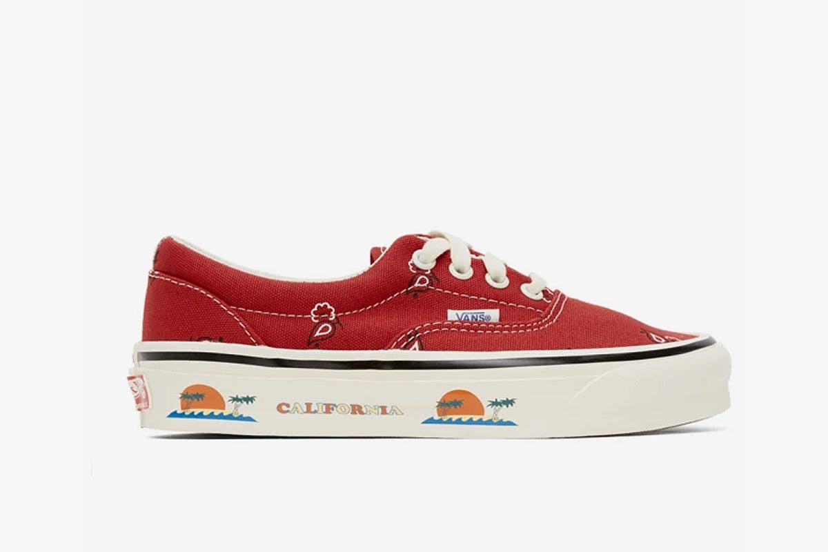 red Vans OG Era LX with bandana paisley print on the upper