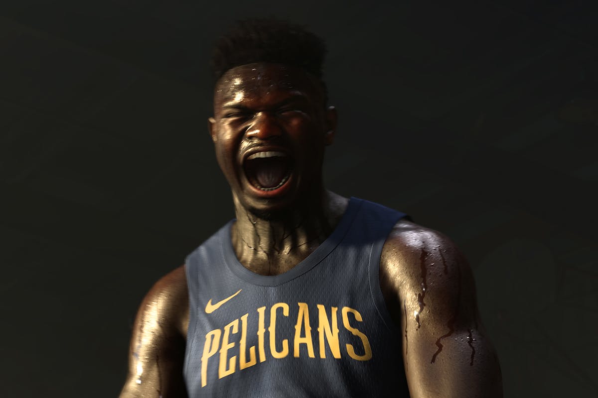 Zion Williamson celebrating in NBA 2k21