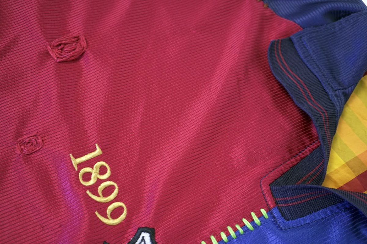 niente di nuovo football jersey upcycled using artisan techniques