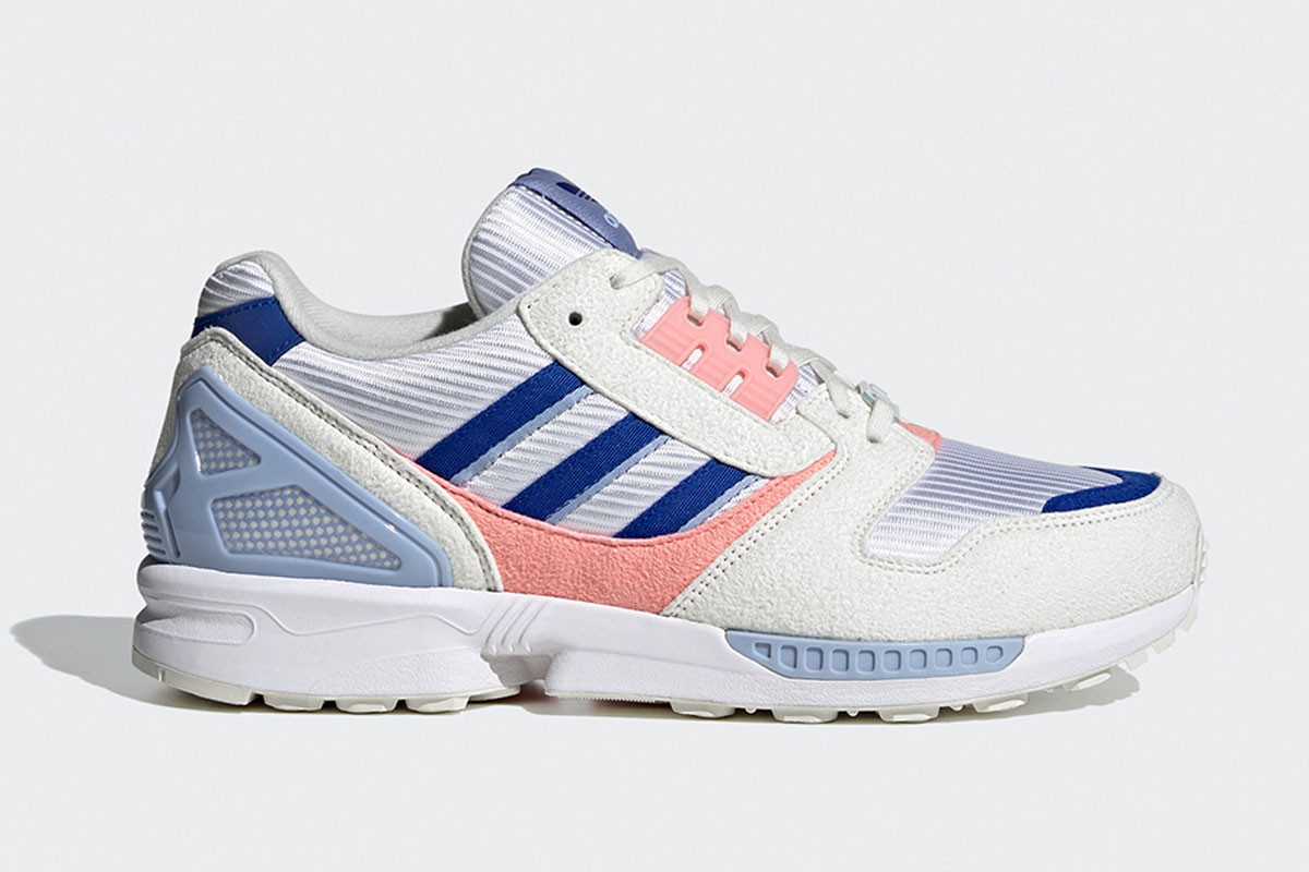 blue white and pink adidas ZX 8000 sneaker product shot