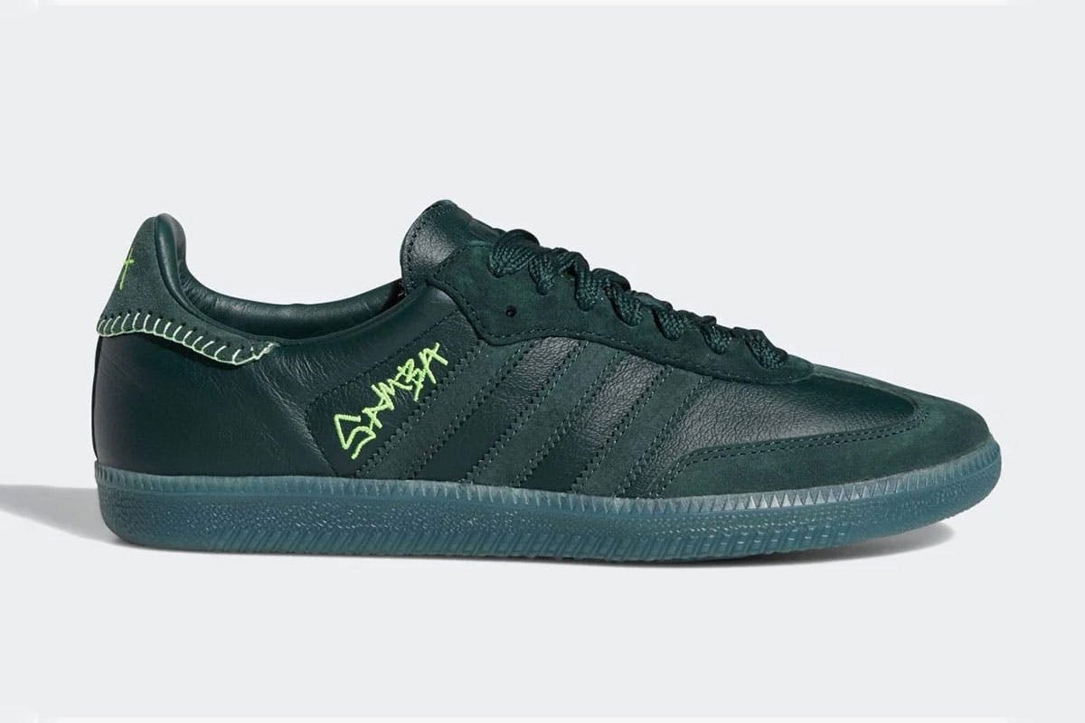 Jonah Hill adidas samba green product shot
