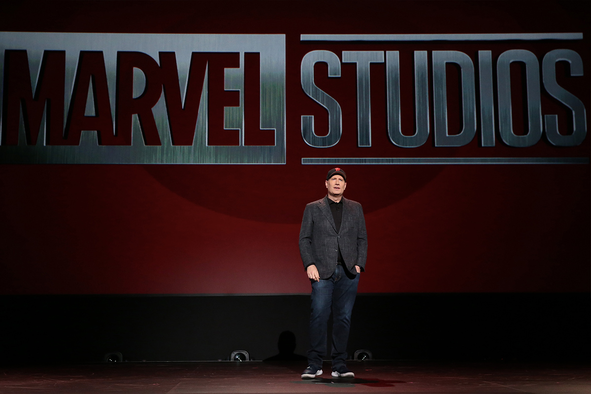 Kevin Feige onstage comic con