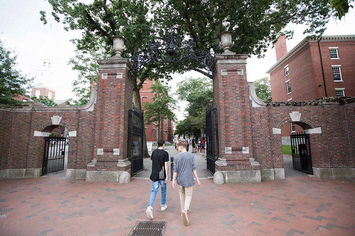 students walk on campus