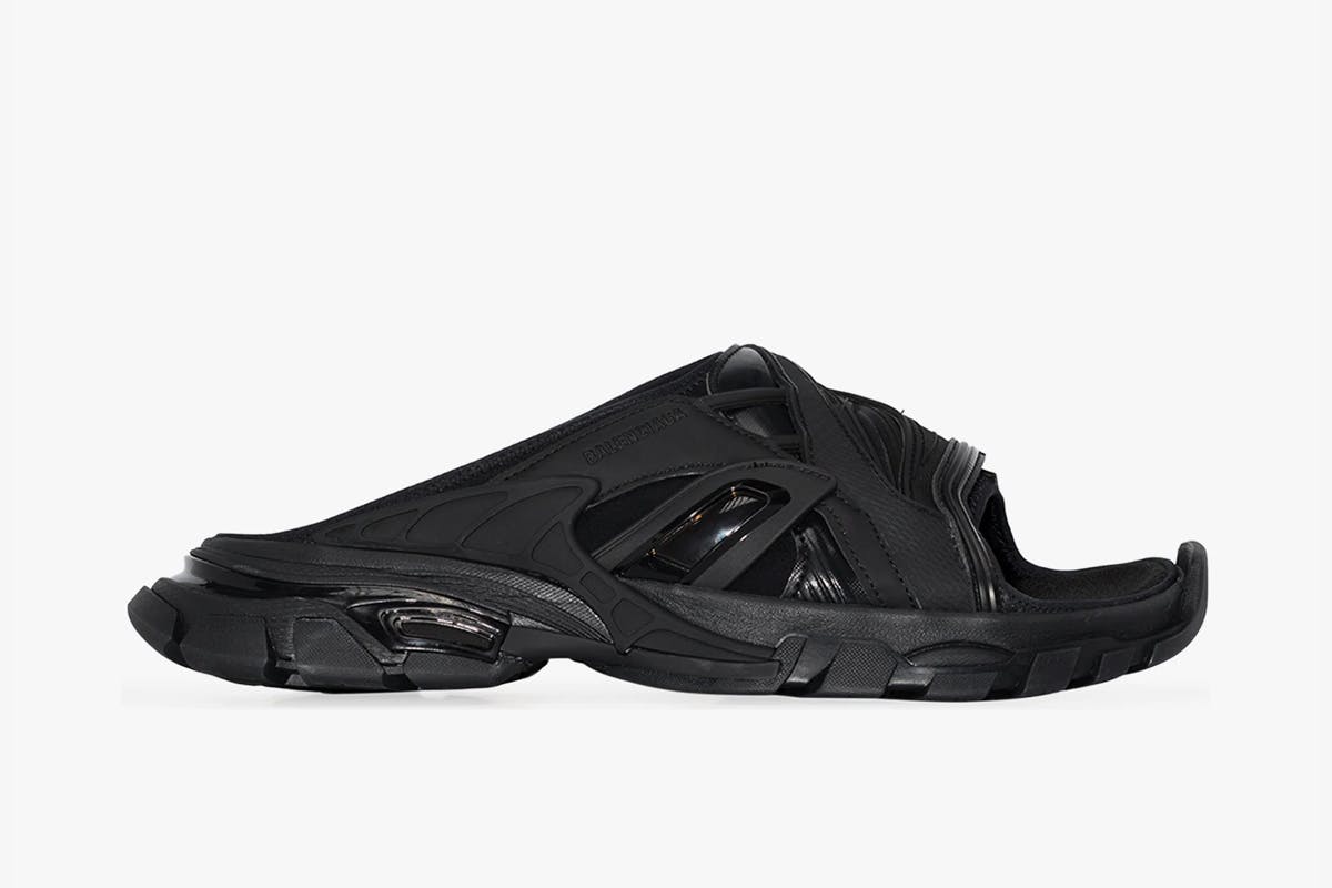 balenciaga track slides triple black