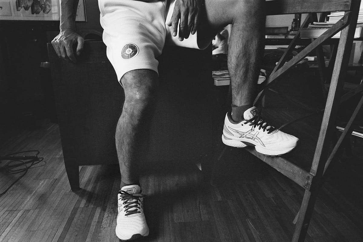 reigning champ x asics gel nimbus 22 editorial shot