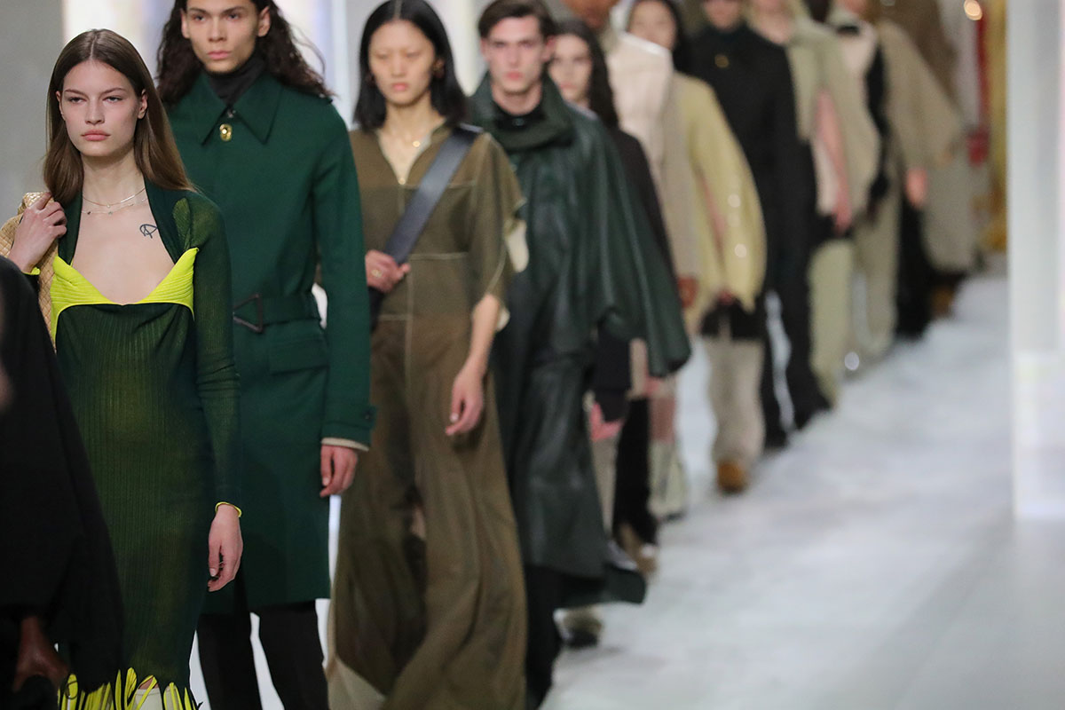 odels walk the runway during the Bottega Veneta fashion show