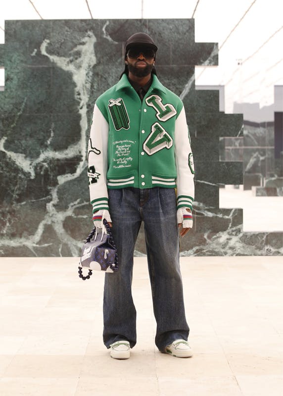 LOUIS VUITTON FW21 GREEN LEATHER VARSITY JACKET EXPERIENCE 