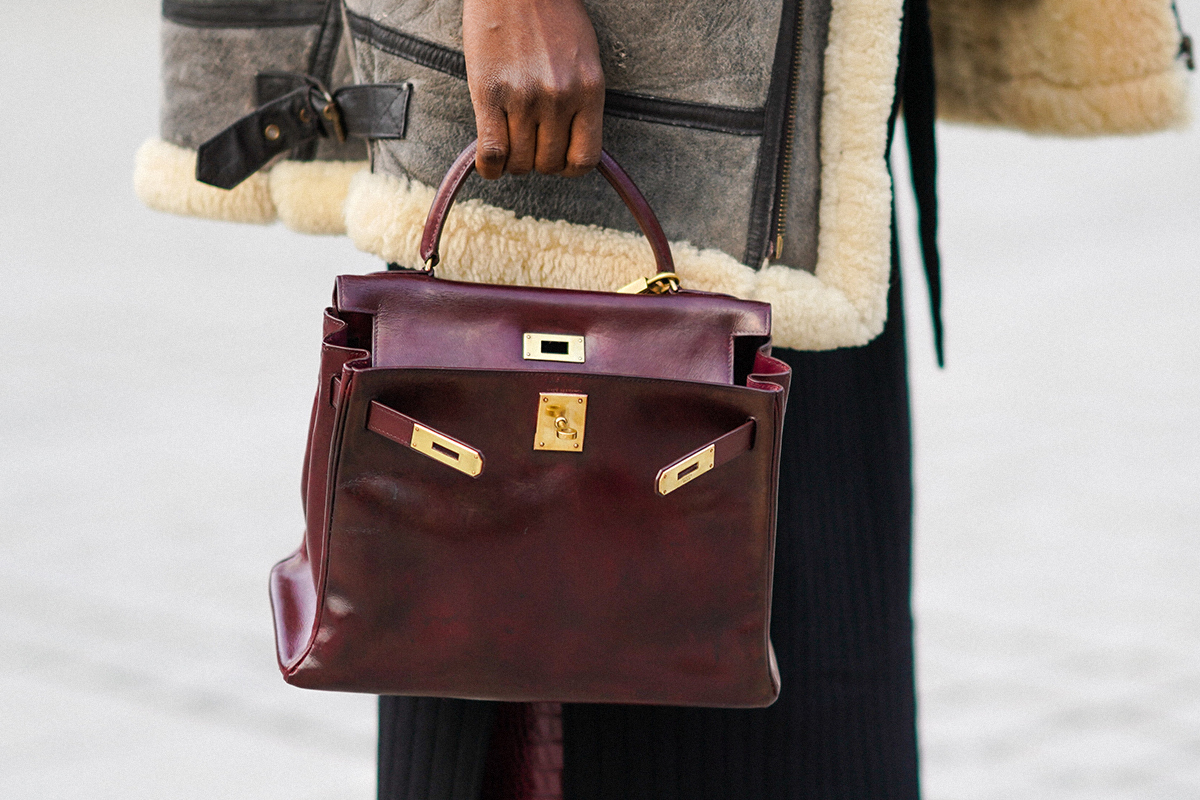Vegan Leather Birkin-Inspired Handbag with Scarf