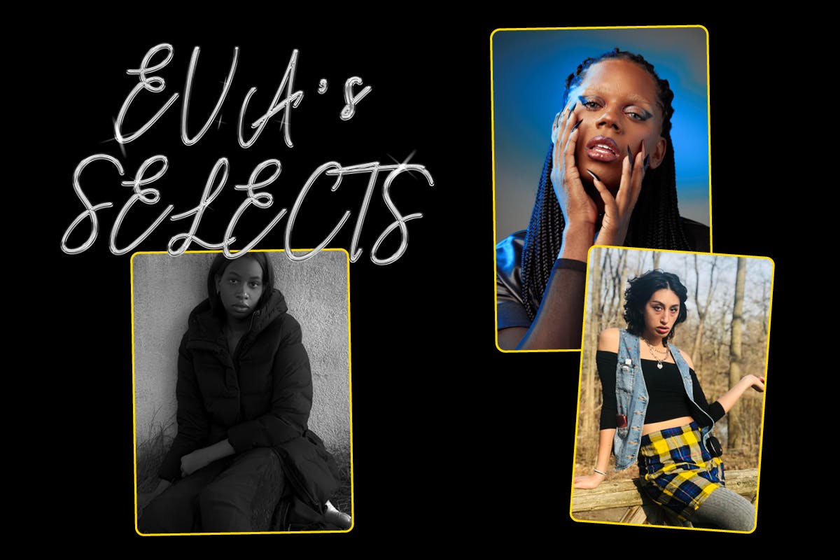 Text: Eva's Selects" with three women