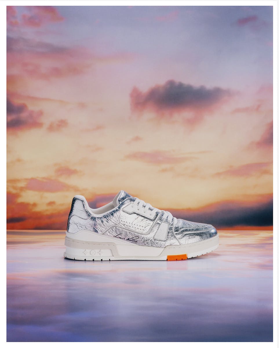 louis vuitton trainers silver