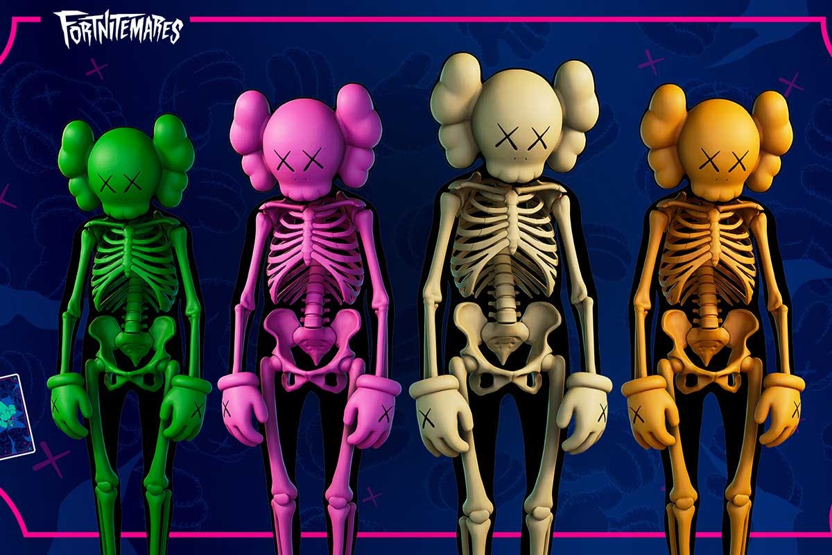 kaws fortnite companion skin skeleton fortnightmares collaboration release date buy video