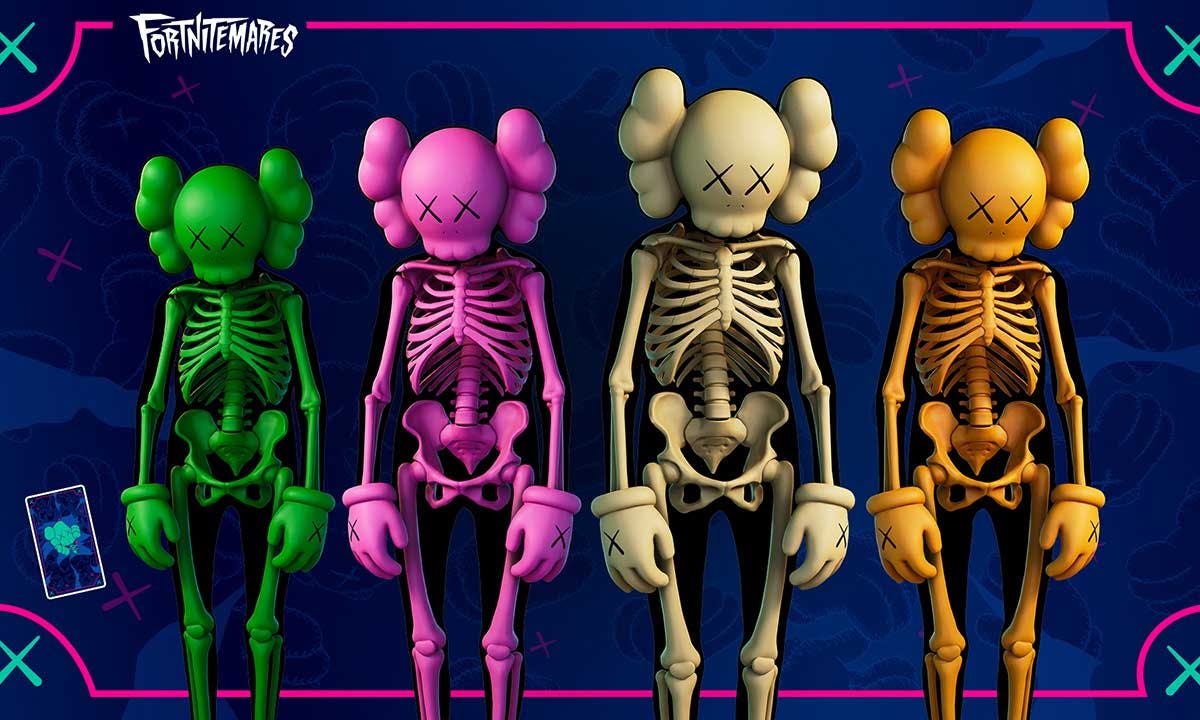 kaws fortnite companion skin skeleton fortnightmares collaboration release date buy video