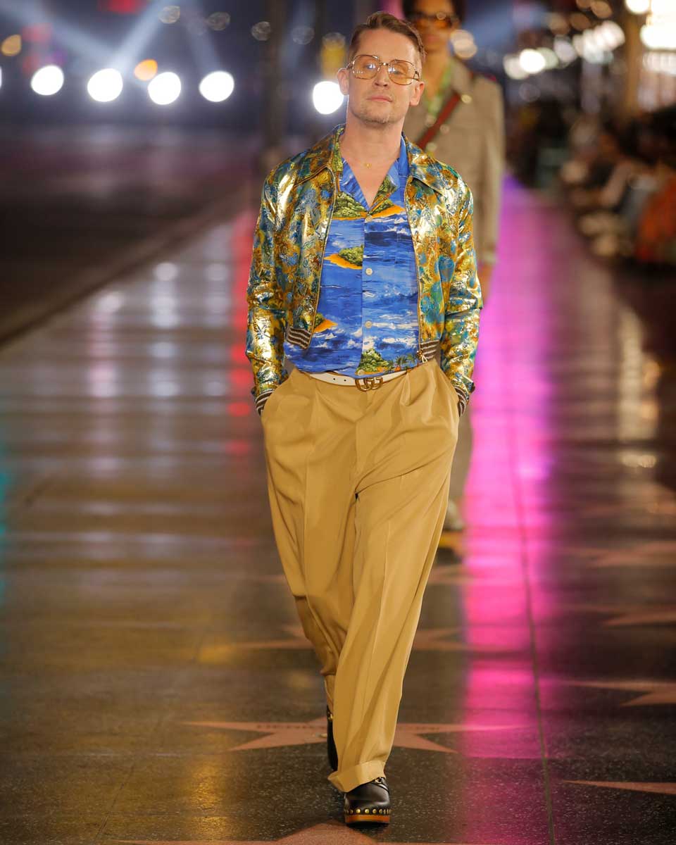 macaulay culkin gucci runway show model fashion collection los angeles fashion high
