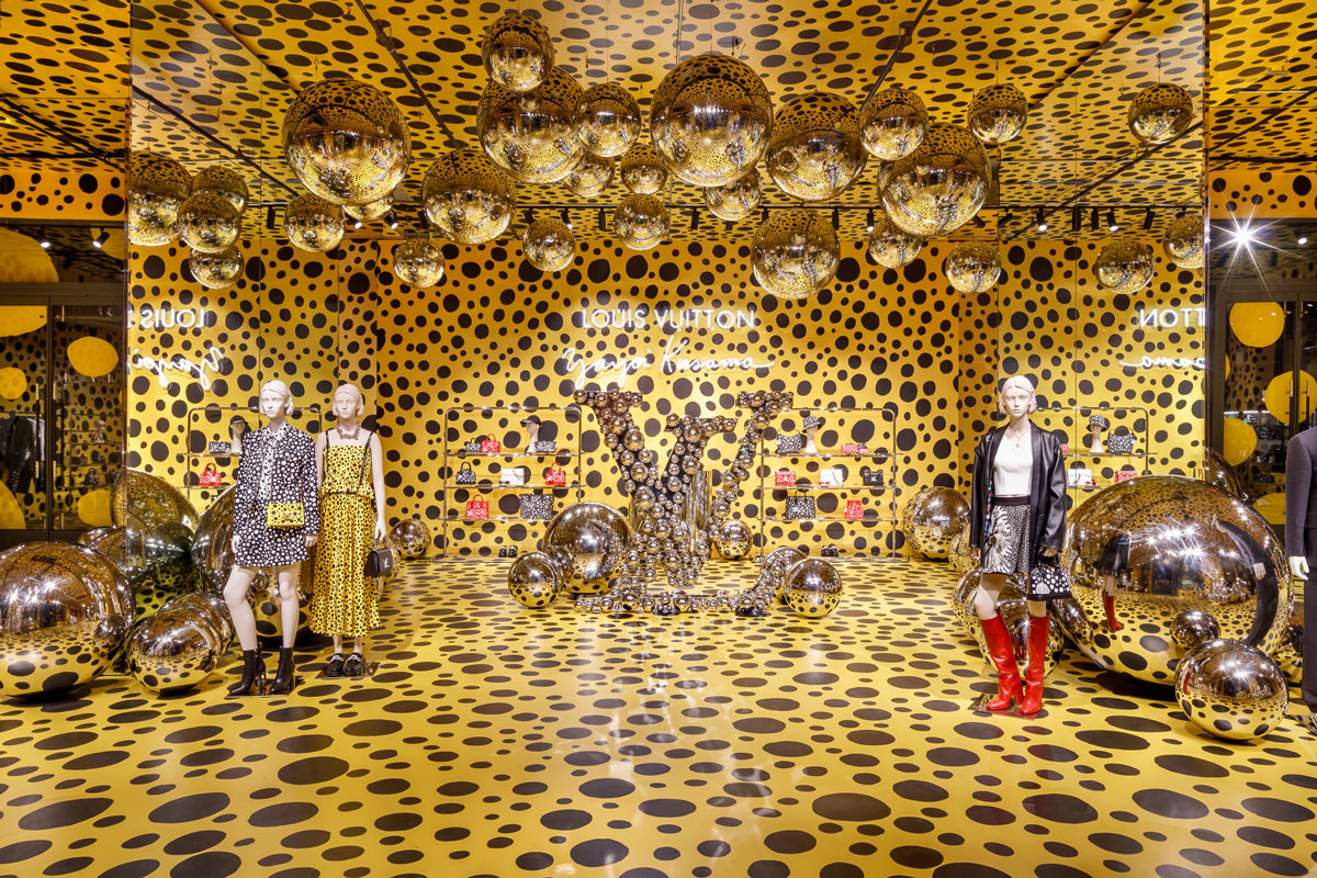 Louis Vuitton takeover at Harrods 2023, inspired by the LV and Yayoi Kusama  collaboration 