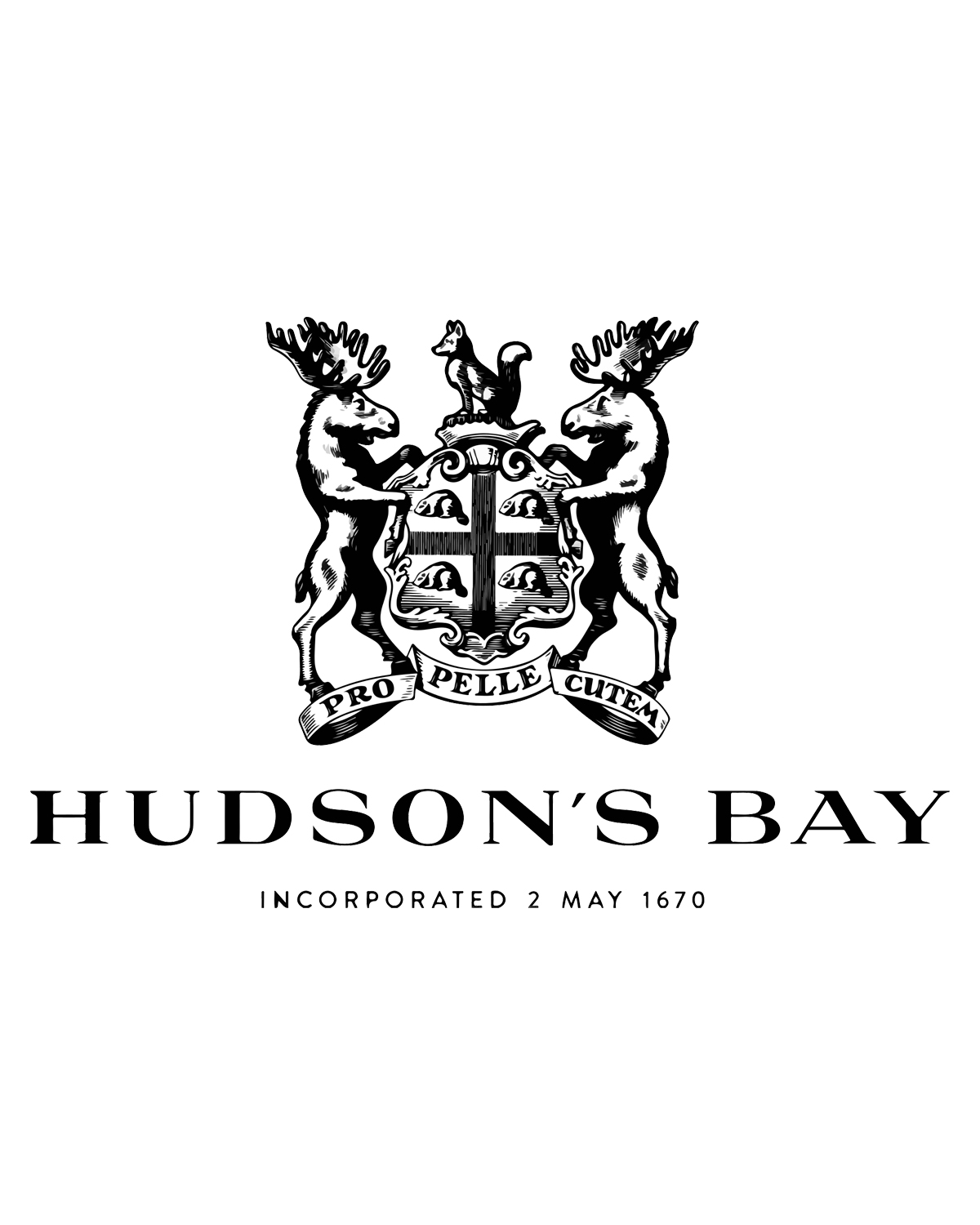 Hudson's Bay brand logo in black and white.