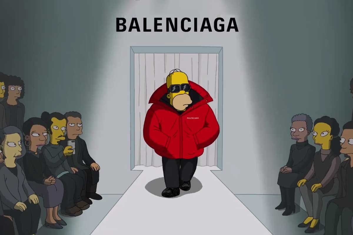 balenciaga simpsons ss22 summer collection runway show video watch episode demna gvasalia paris fashion week red carpet