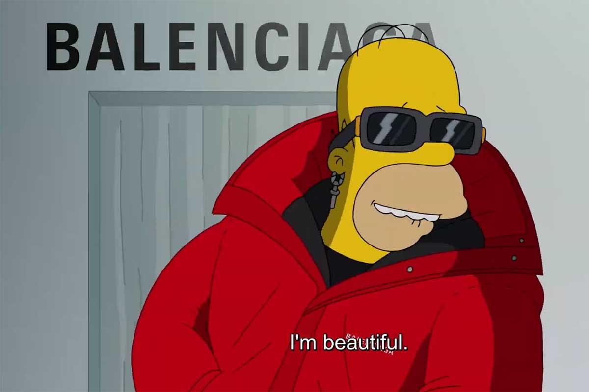 balenciaga simpsons ss22 summer collection runway show video watch episode demna gvasalia paris fashion week red carpet