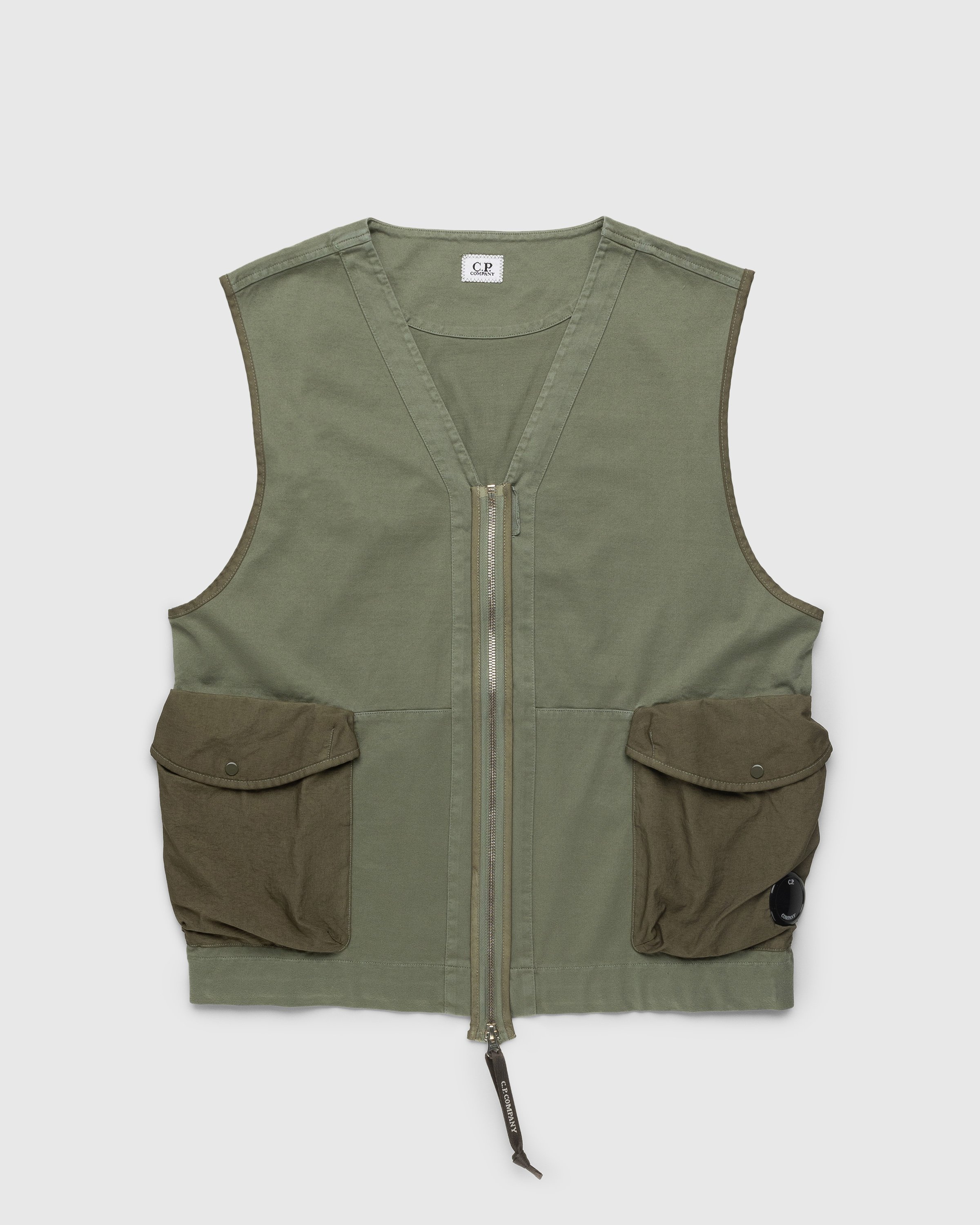 C.P. Company - Mercerized Heavy Jersey Mixed Zipped Vest Green - Clothing - Green - Image 1