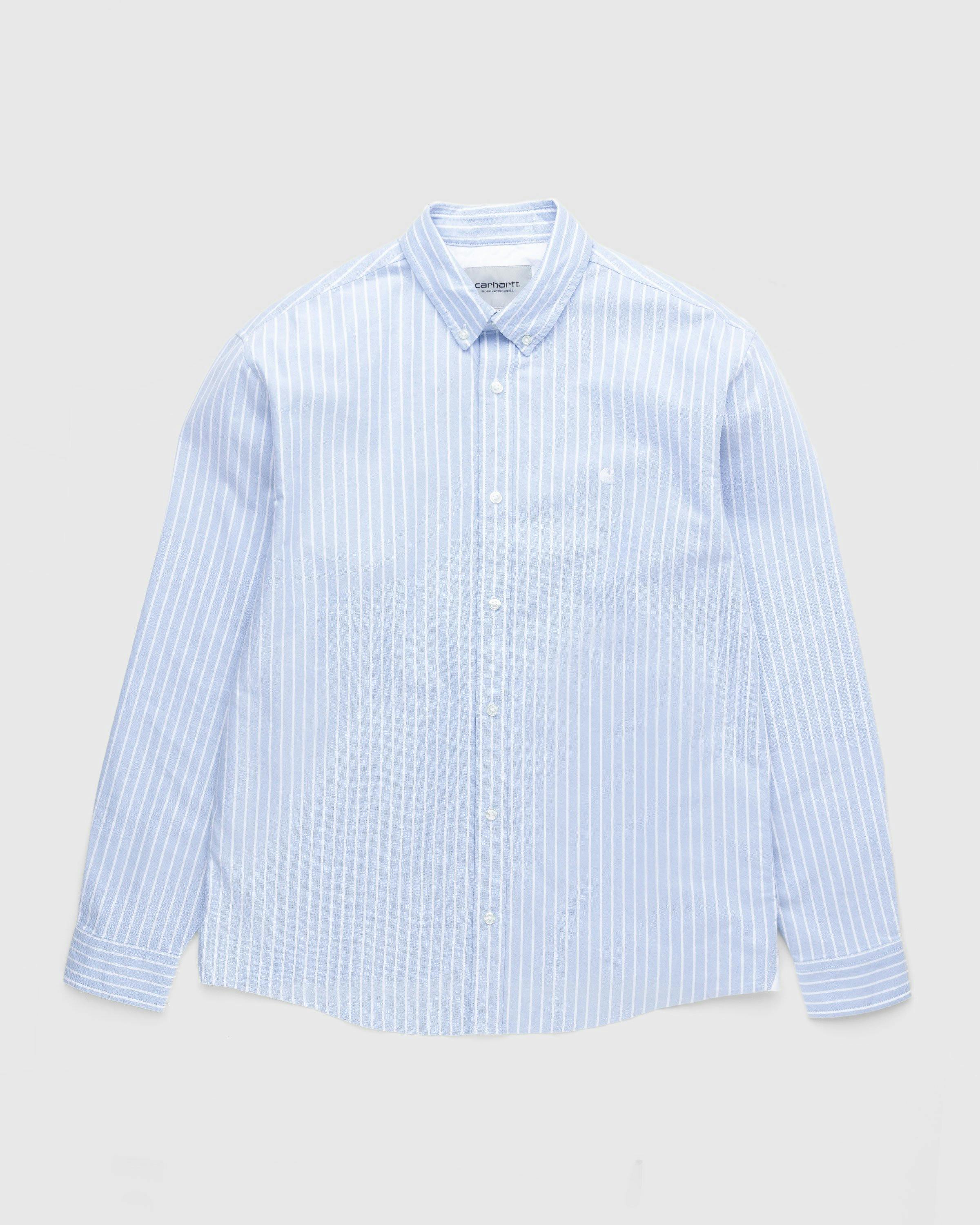 Carhartt WIP - Dabney Stripe Shirt Bleach/White - Clothing - Blue - Image 1