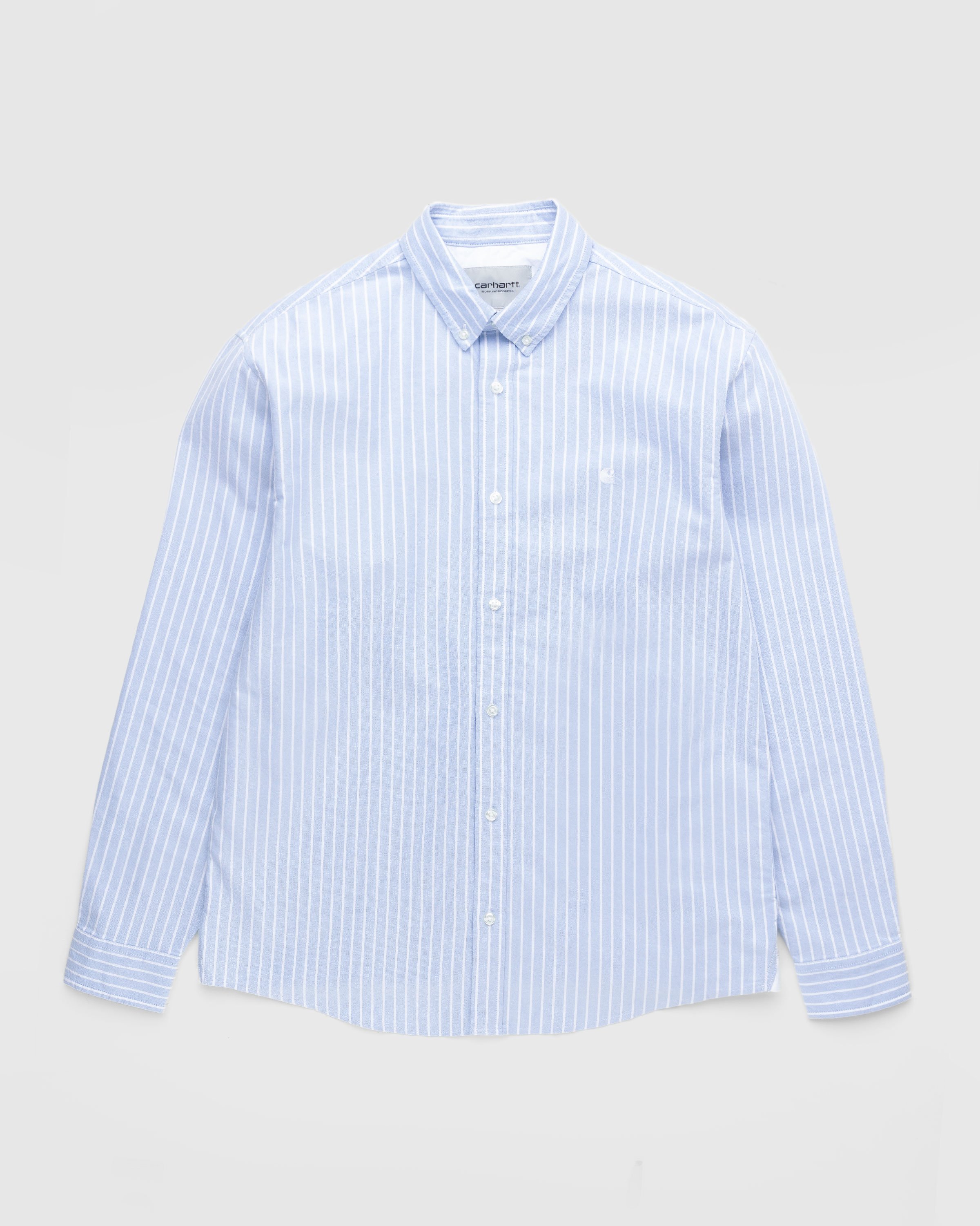 Carhartt WIP - Dabney Stripe Shirt Bleach/White - Clothing - Blue - Image 1